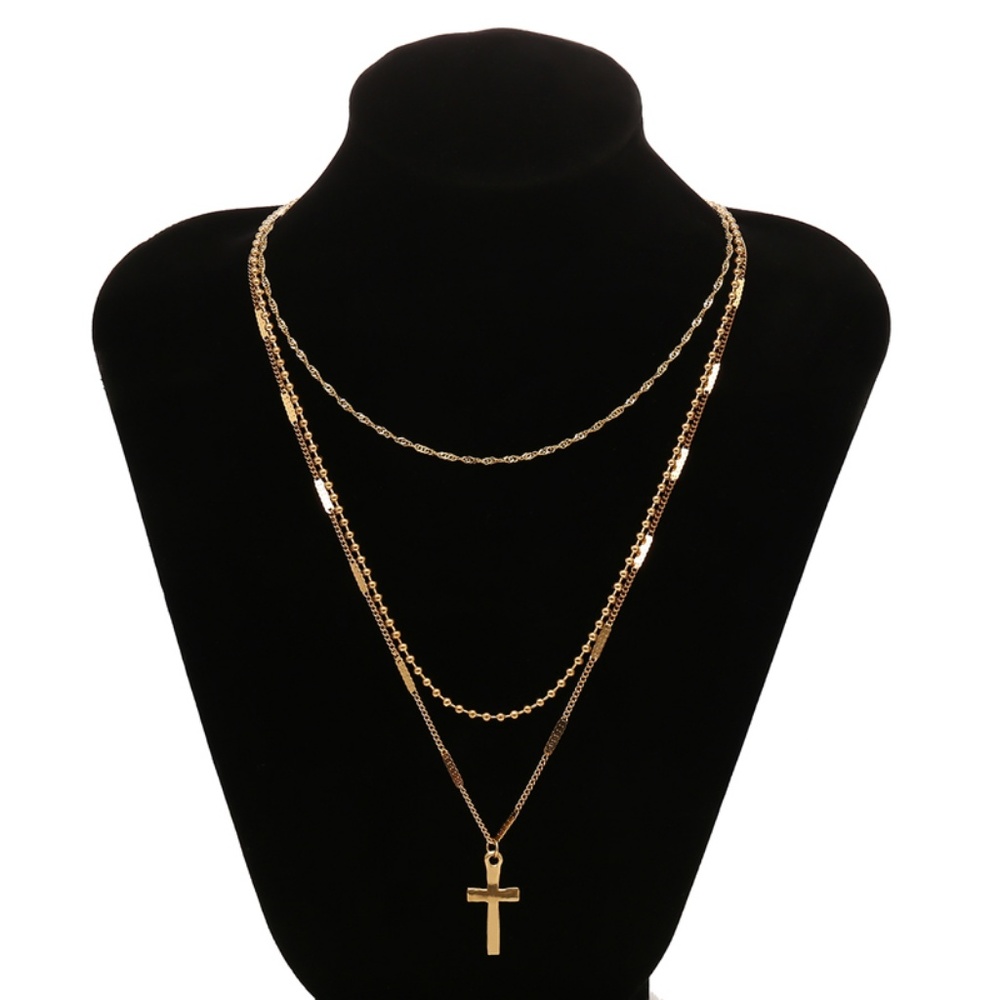 Cross Layering Necklace Layered Choker Set - Picture 4 of 9